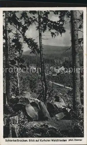 Schierke Harz Brocken Blick auf Kurhotel Waldfrieden Kat. Schierke Brocken