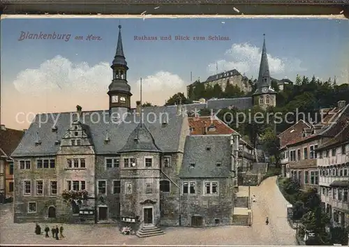 Blankenburg Harz Rathaus Blick zum Schloss Kat. Blankenburg