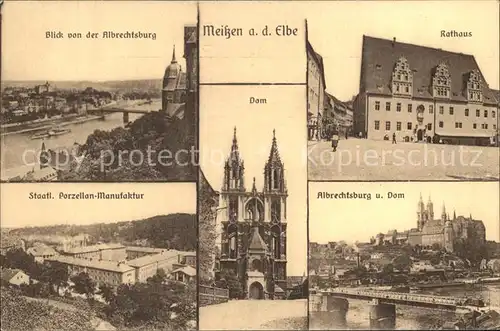 Meissen Elbe Sachsen Rathaus Dom Albrechtsburg Porzellan Manufaktur Kat. Meissen