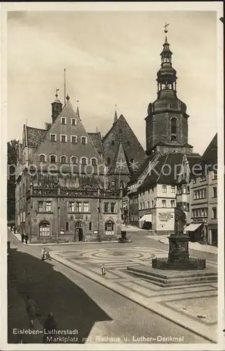 Eisleben Marktplatz Rathaus Luther Denkmal Kat. Eisleben