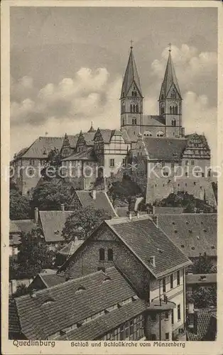 Quedlinburg Schloss Schlosskirche vom Muenzenberg Kat. Quedlinburg