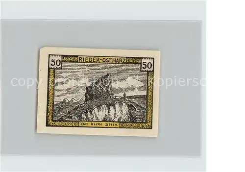 Rieder Quedlinburg Ostharz Der dicke Stein 50 Pfennig  Kat. Rieder Quedlinburg