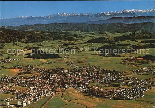 Isny Allgaeu Fliegeraufnahme mit Alpen Panorama Kat. Isny im Allgaeu