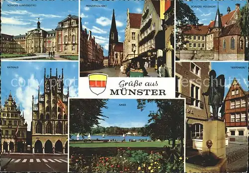 Muenster Westfalen Schloss Universitaet Rathaus Aasee Prinzipalmarkt Schloss Huelshoff Kat. Muenster