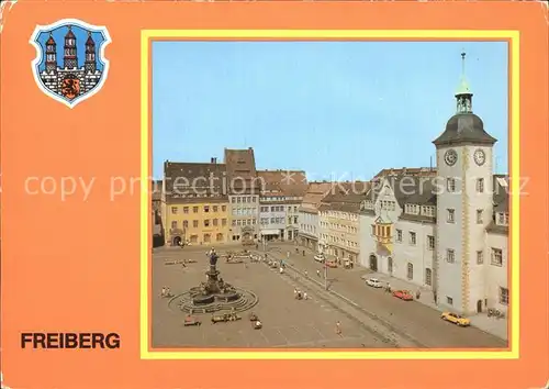 Freiberg Sachsen Obermarkt mit Rathaus Kat. Freiberg