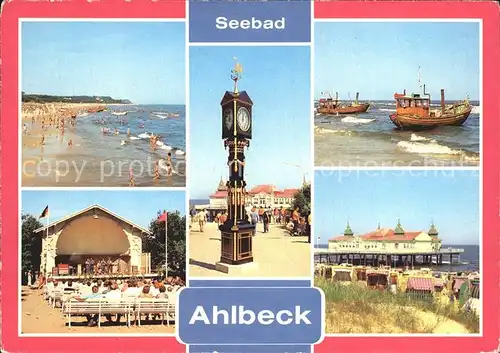 Ahlbeck Ostseebad Seebruecke Strand Konzertpavillon  Kat. Heringsdorf Insel Usedom