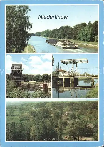 Niederfinow Oder Havel Kanal Unterhafen und Schiffshebewerk Zugbruecke Kat. Niederfinow