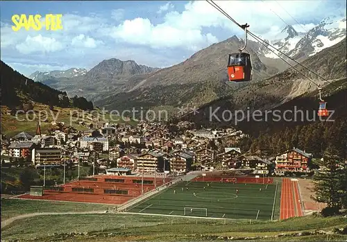 Saas Fee Sportzentrum und Gondelbahn Laengfluh Kat. Saas Fee