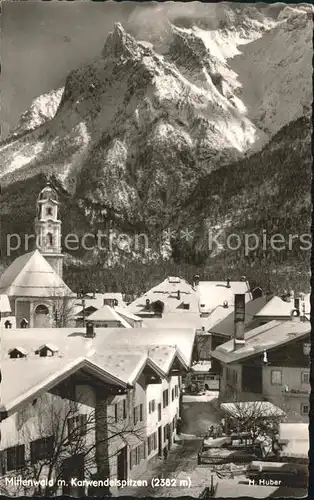 Mittenwald Karwendel Tirol Ortsansicht mit Kirche Karwendelspitzen Karwendelgebirge Kat. Schwaz