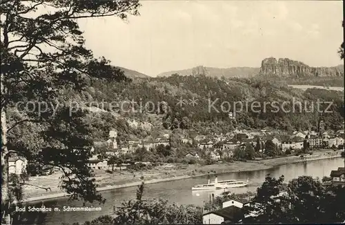 Bad Schandau mit Schrammsteinen Kat. Bad Schandau