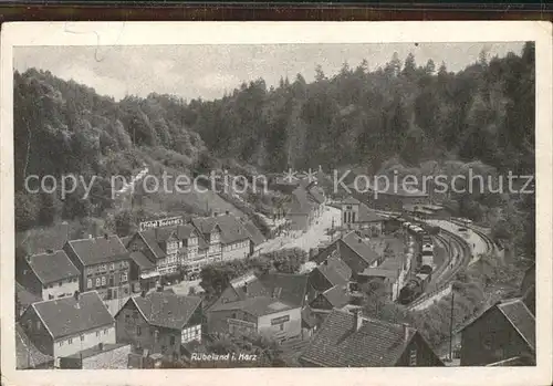 Ruebeland Harz Fliegeraufnahme mit Eisenbahn