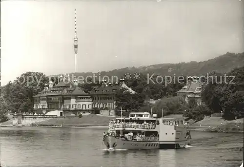 Pillnitz Fernsehturm und Personenschiff Kat. Dresden