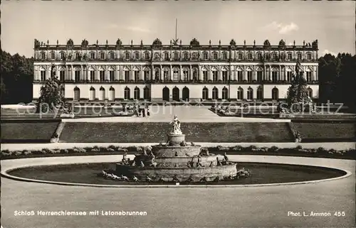 Herrenchiemsee Schloss mit Latonabrunnen Kat. Chiemsee