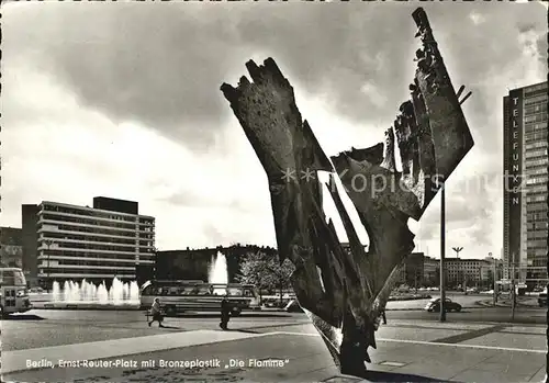 Berlin Ernst Reuter Platz mit Bronzeplastik Die Flamme Kat. Berlin