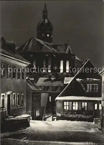 Annaberg Buchholz Erzgebirge Sankt Annen Kirche Winter Nachtaufnahme Kat. Annaberg