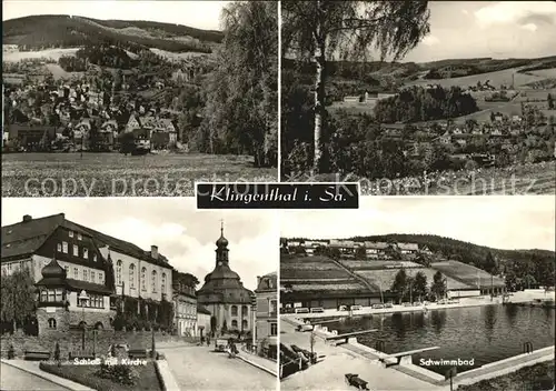 Klingenthal Vogtland Schloss Kirche Schwimmbad Ortsansichten Kat. Klingenthal Sachsen