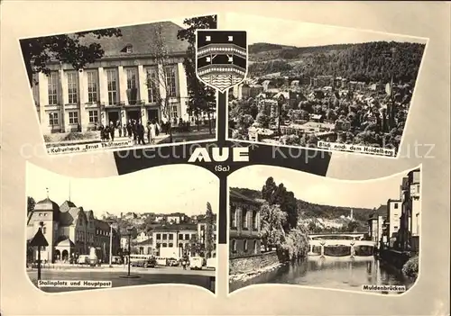 Aue Sachsen Kulturhaus Ernst Thaelmann Heidelberg Stalinplatz Hauptpost Kat. Aue