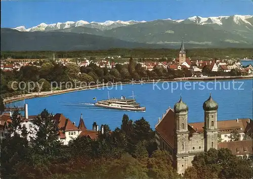 Friedrichshafen Bodensee Kirche Faehre Fliegeraufnahme Kat. Friedrichshafen