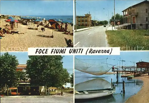 Foce Fiumi uniti Strand Strassenpartie Bar Fischerboot Kat. Foce