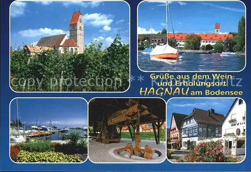 Hagnau Bodensee Kirche Ortsansicht Hafen  Kat. Hagnau am Bodensee