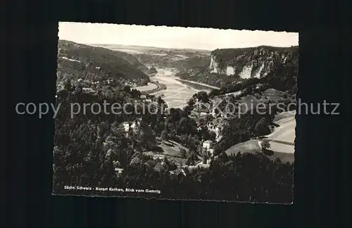 Rathen Saechsische Schweiz Blick vom Gamrig Kat. Rathen Sachsen