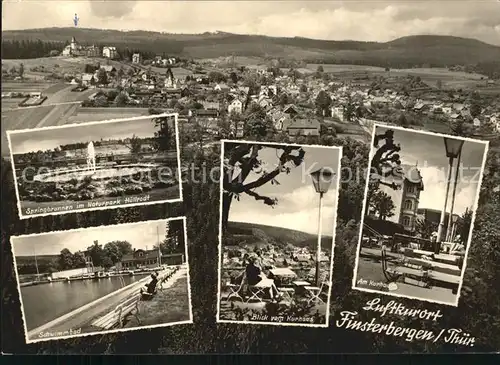 Finsterbergen Blick vom Kurhaus Schwimmbad Kat. Finsterbergen Thueringer Wald