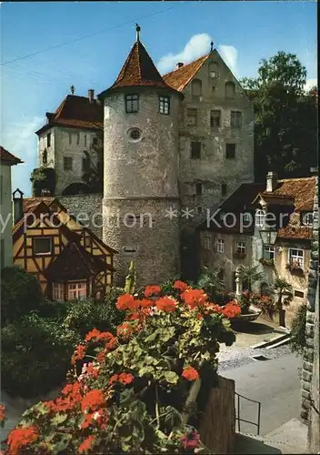 Meersburg Bodensee Schloss und Baerenbrunnen Kat. Meersburg