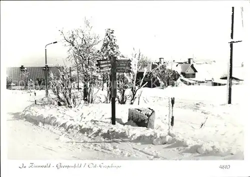 Zinnwald Georgenfeld Dorfmotiv Wegweiser Kat. Altenberg