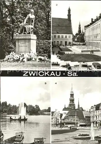 Zwickau Sachsen Robert Schumann Denkmal Neuberinplatz Schwanenteich Hauptmarkt Kat. Zwickau