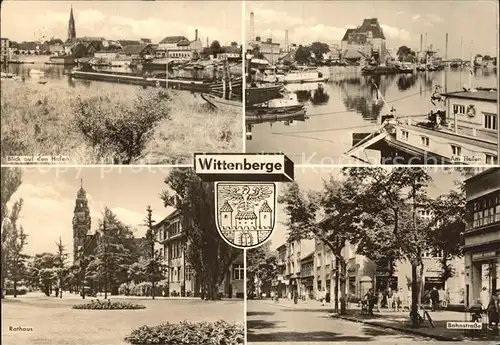 Wittenberge Prignitz Hafenblick Hafenpartie Rathaus Bahnstrasse Kat. Wittenberge