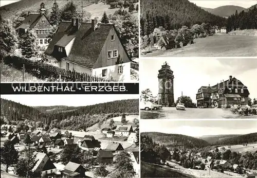 Wildenthal Eibenstock Teilansichten HO Berghotel und Aussichtsturm auf dem Auersberg