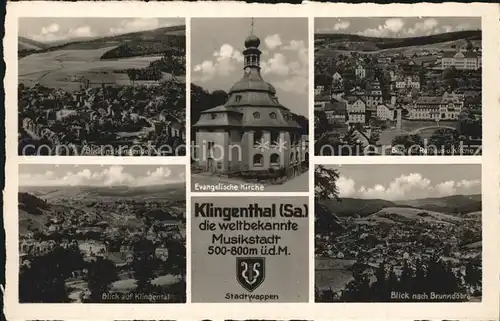 Klingenthal Vogtland Evangelische Kirche Rathaus Brunndoebra  Kat. Klingenthal Sachsen