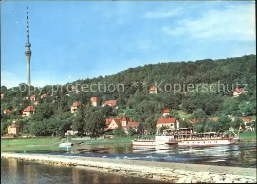 Wachwitz Elbe Weisse Flotte Dampfer Fernsehturm Kat. Dresden