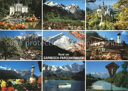 Garmisch Partenkirchen Schloss Linderhof Zugspitzgruppe Schloss Neuschwanstein Mittenwald Karwendelgebirge Kirche Alpspitze Eibsee Grainau Loisachtal Kat. Garmisch Partenkirchen