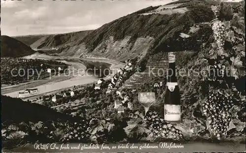 Brodenbach Panorama Moseltal Weinanbaugebiet Trinkspruch Kat. Brodenbach