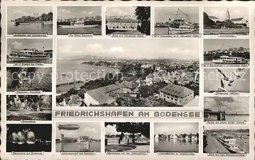 Friedrichshafen Bodensee Yachthafen mit Schlosskirche Faehre Schussen M.S. Baden  Kat. Friedrichshafen