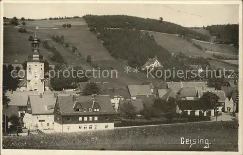 Geising Erzgebirge Ortsansicht mit Kirche Kat. Geising Osterzgebirge