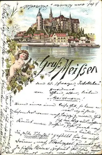 Meissen Elbe Sachsen Burgberg Albrechtsburg Litho Reichspost Kat. Meissen