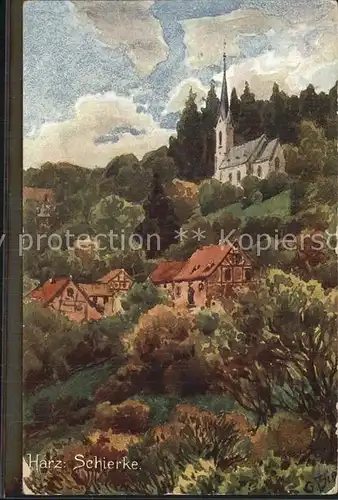 Schierke Harz Kirche Ortsansicht Kunstkarte Kat. Schierke Brocken