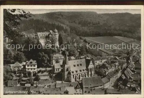 Stolberg Harz Blick von der Lutherbuche Kirche Schloss Kat. Stolberg Harz