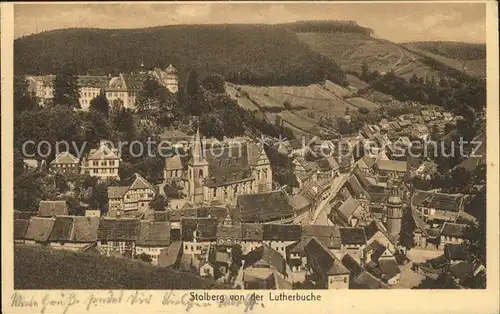 Stolberg Harz Panorama Blick von der Lutherbuche Kirche Schloss Kat. Stolberg Harz