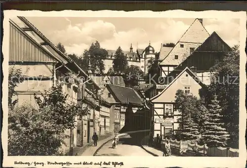 Stolberg Harz Niedergasse mit Blick auf das Schloss Kat. Stolberg Harz