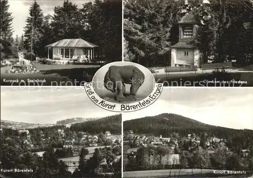 Baerenfels Erzgebirge Kurpark Steinbock Skulptur Glocken des Friedens Panorama Kurort Kat. Altenberg