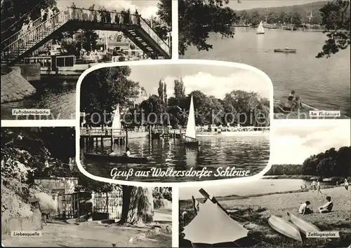 Woltersdorf Erkner Am Flakensee Zeltplatz Fussgaengerbruecke Liebesquelle Kat. Woltersdorf Erkner