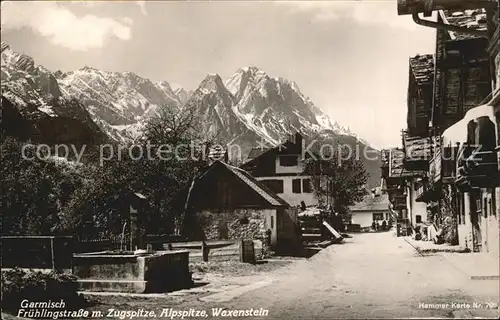 Garmisch Partenkirchen Fruehlingstrasse mit Zugspitze Alpspitze Waxenstein Kat. Garmisch Partenkirchen