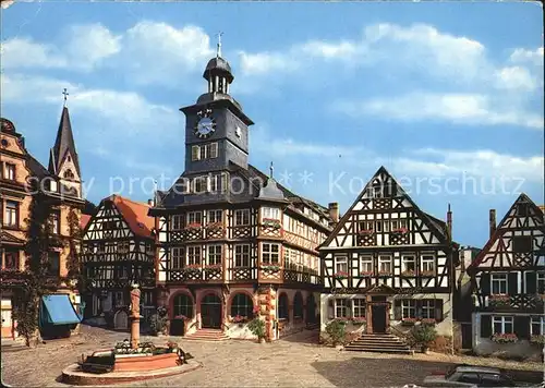 Heppenheim Bergstrasse Marktplatz mit Marienbrunnen Fachwerk Kat. Heppenheim (Bergstrasse)