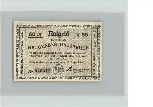 Neugraben Hausbruch Notgeld 60 Pfennig