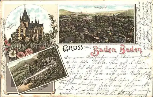 Baden-Baden Schloss Soloms Echo Litho / Baden-Baden /Baden-Baden Stadtkreis