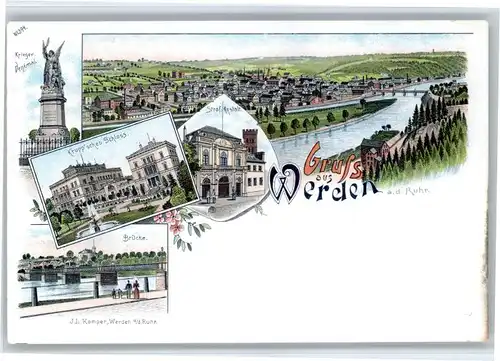 Werden Ruhr Werden Ruhr Kruppsches Schloss Strafanstalt Bruecke Denkmal Litho * / Essen /Essen Stadtkreis