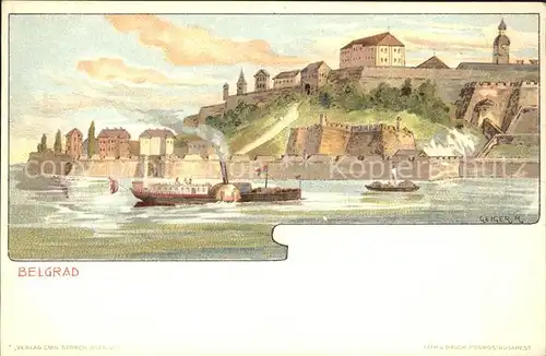 Belgrad Serbien Geiger Kuenstler Litho / Serbien /